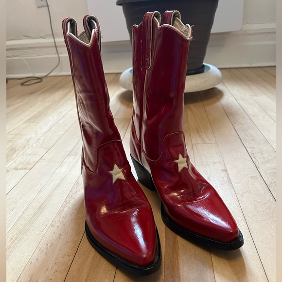 Farylrobin Shoes - Red Western Farylrobin Women's Cowboy Boots with White Star